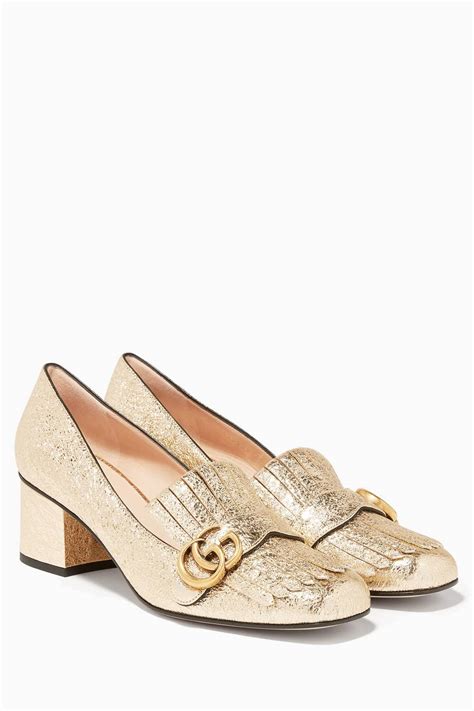 gucci shoes golden heels|Gucci shoes women heels.